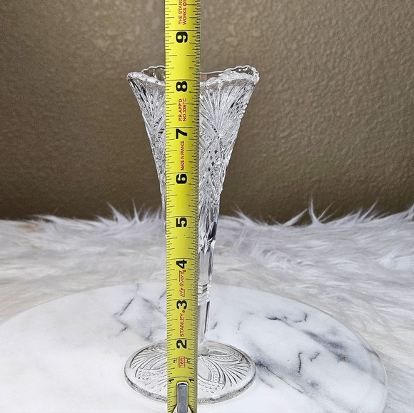 Vintage EAPG Art Clear Pressed Glass Flower Bud Vase 8 in Antique - Picture 9 of 11